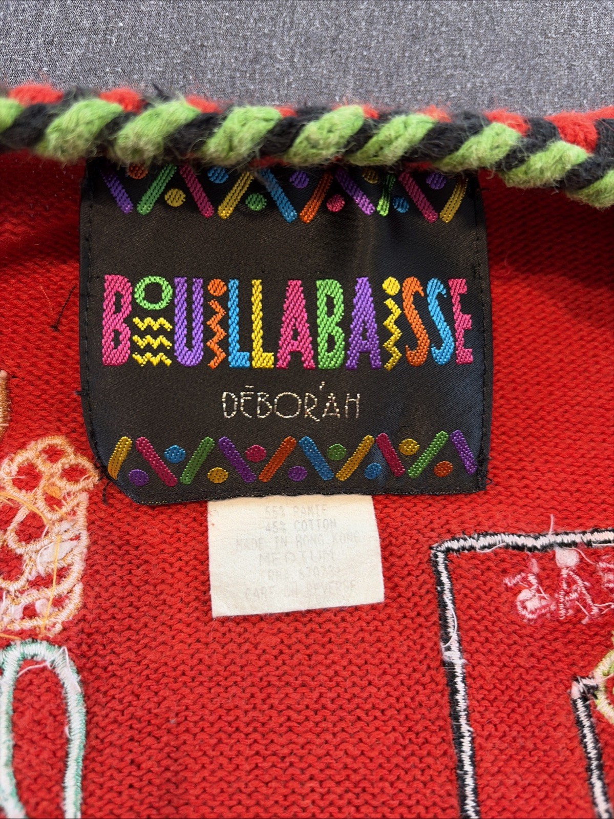 Vintage Cardigan Knit Fabric Medium Bouillabaisse Deborah 3D Corn,carrot,tomato