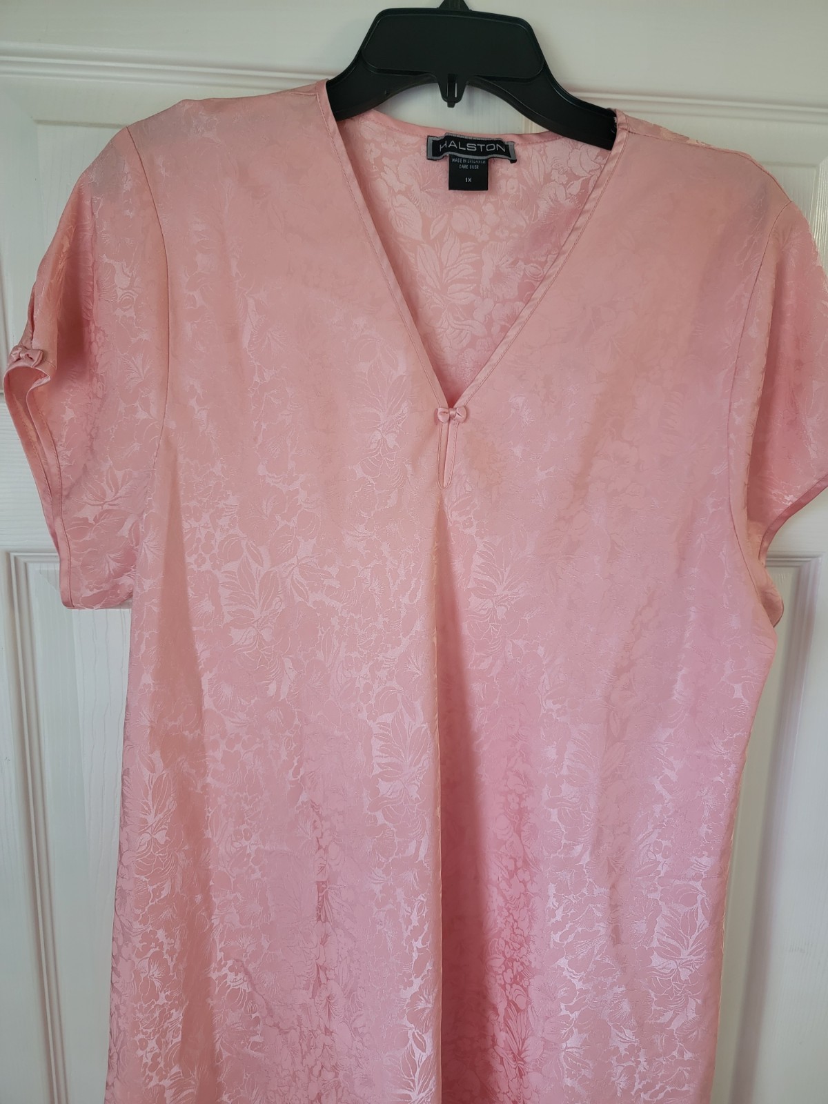 Vtg HALSTON Nightgown Mumu 70’s Floral Salmon Pink Size 1X