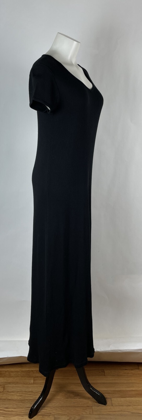 Vintage 1990’s DKNY Jeans Black Ribbed Knit Dress Women’s Size S/M 32″ Bust