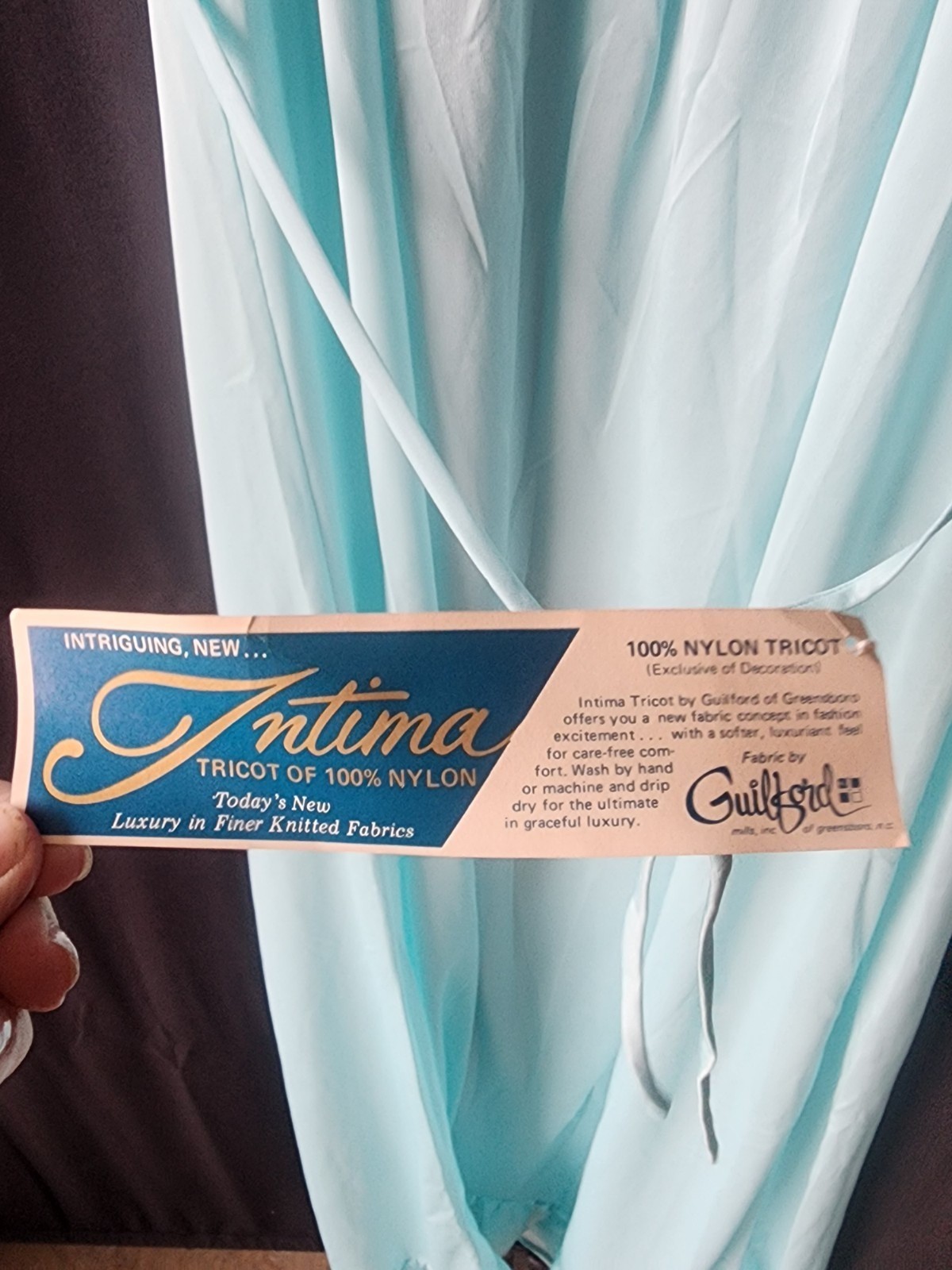 NWT Vintage Gilford Nightgown S Small Sea Foam Green Nylon Tie Back