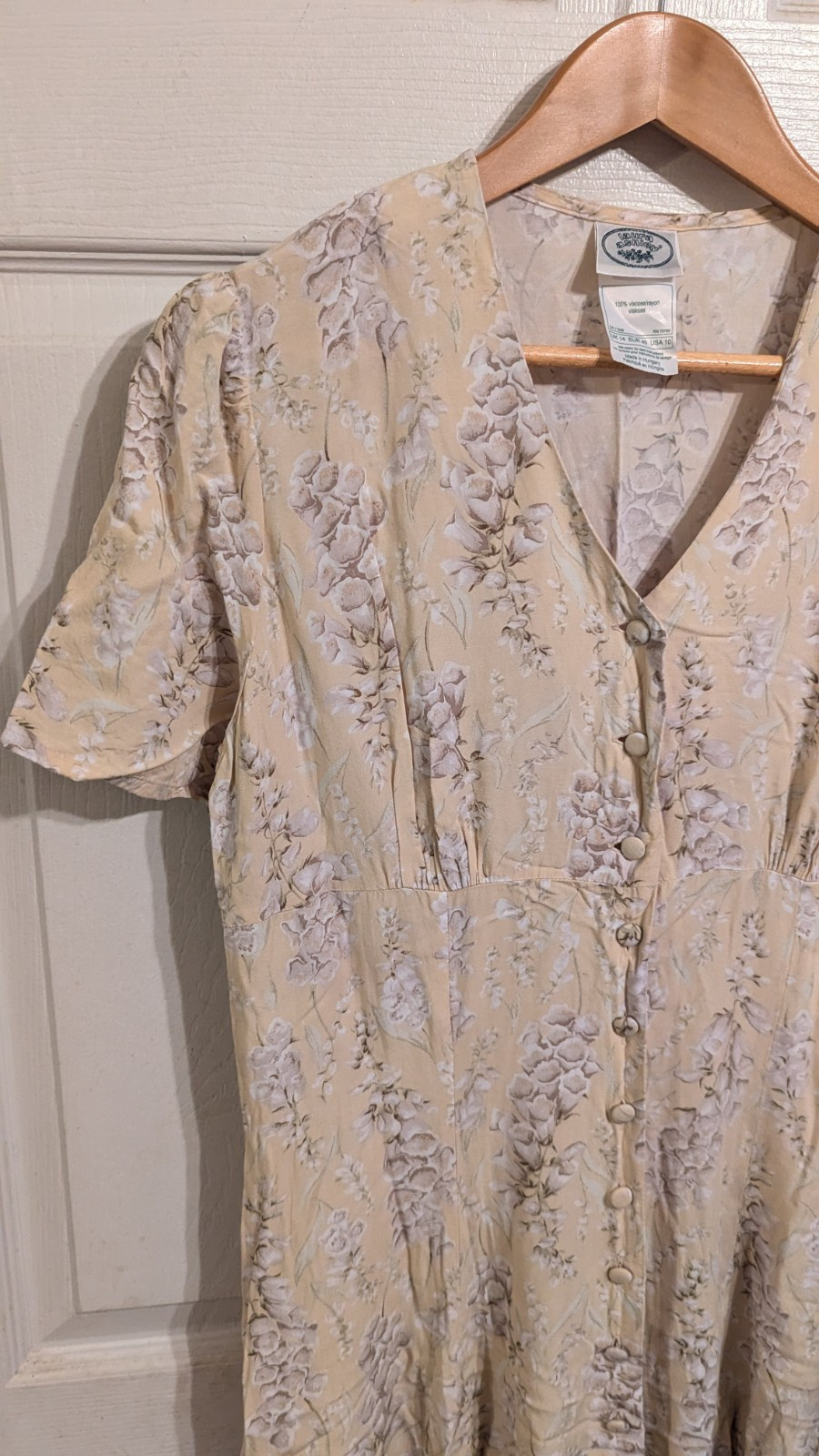 Laura Ashley Vintage Prairie Dress Yellow Lilac Cottagecore US 10 UK 14