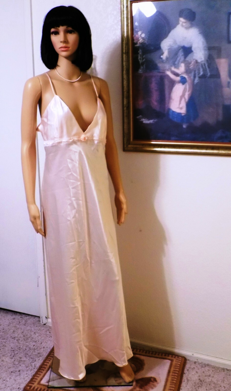 COLLECTION by Intime of California vintage PEACH Satin Nightgown size L large
