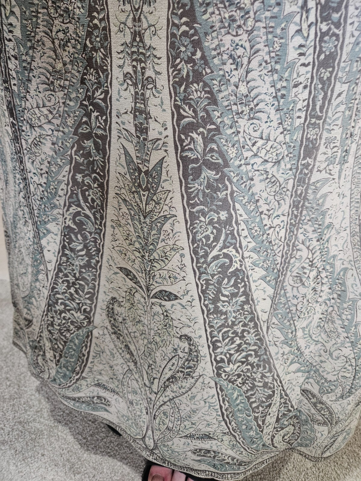 vintage Emanuel Ungaro Silk Mehndi Paisley Print Long Maxi Dress 12 46