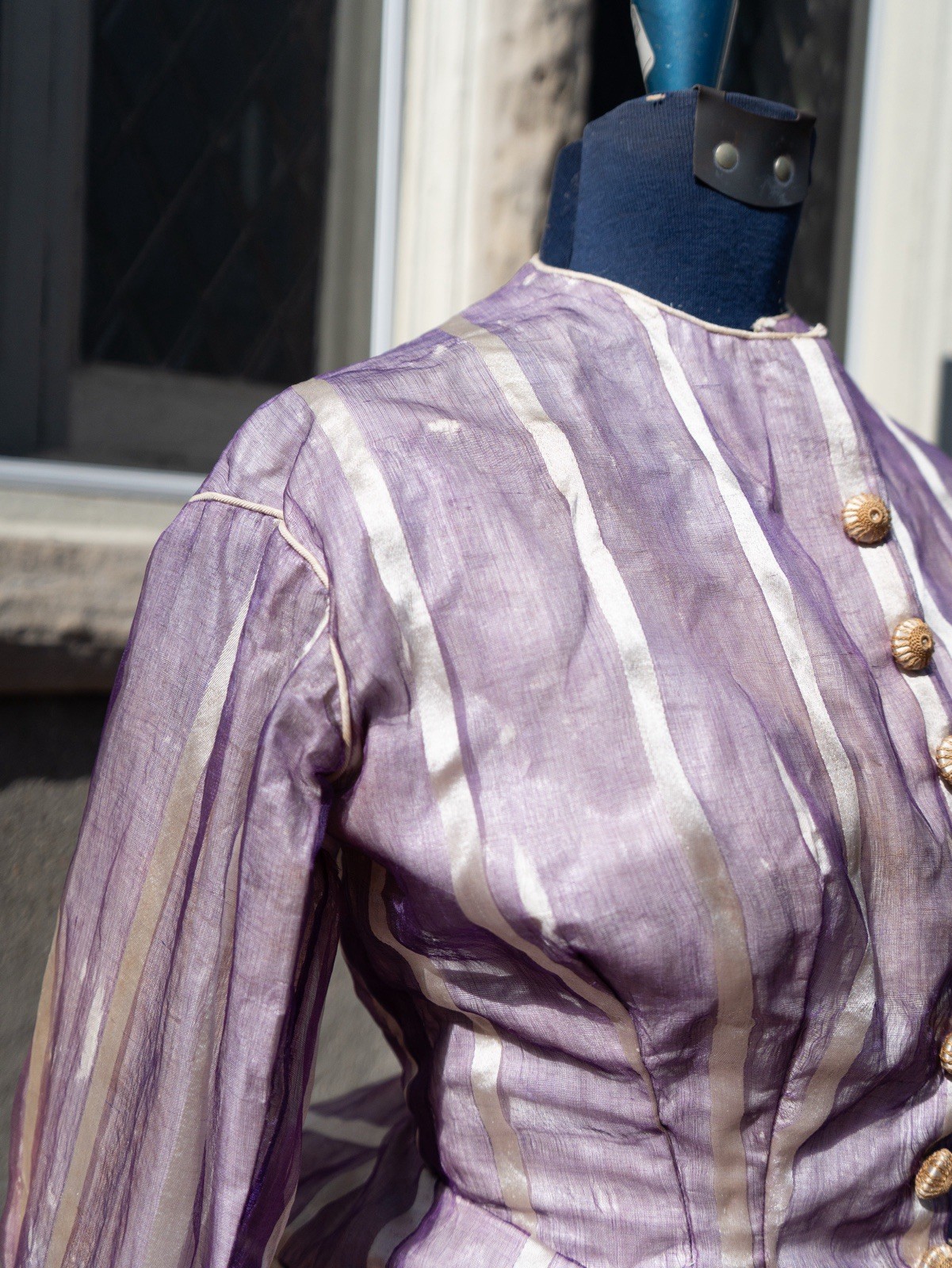 Antique 1868 Sheer 3 Piece Summer Promenade Dress