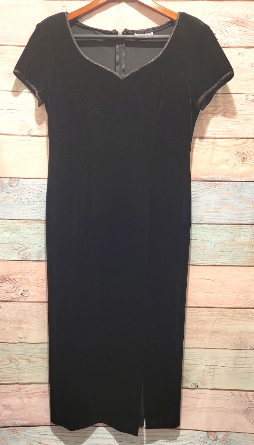 VTG 90s Robbie Bee Black Velvet Dress Cocktail Goth Whimsigoth Holiday Sz PS