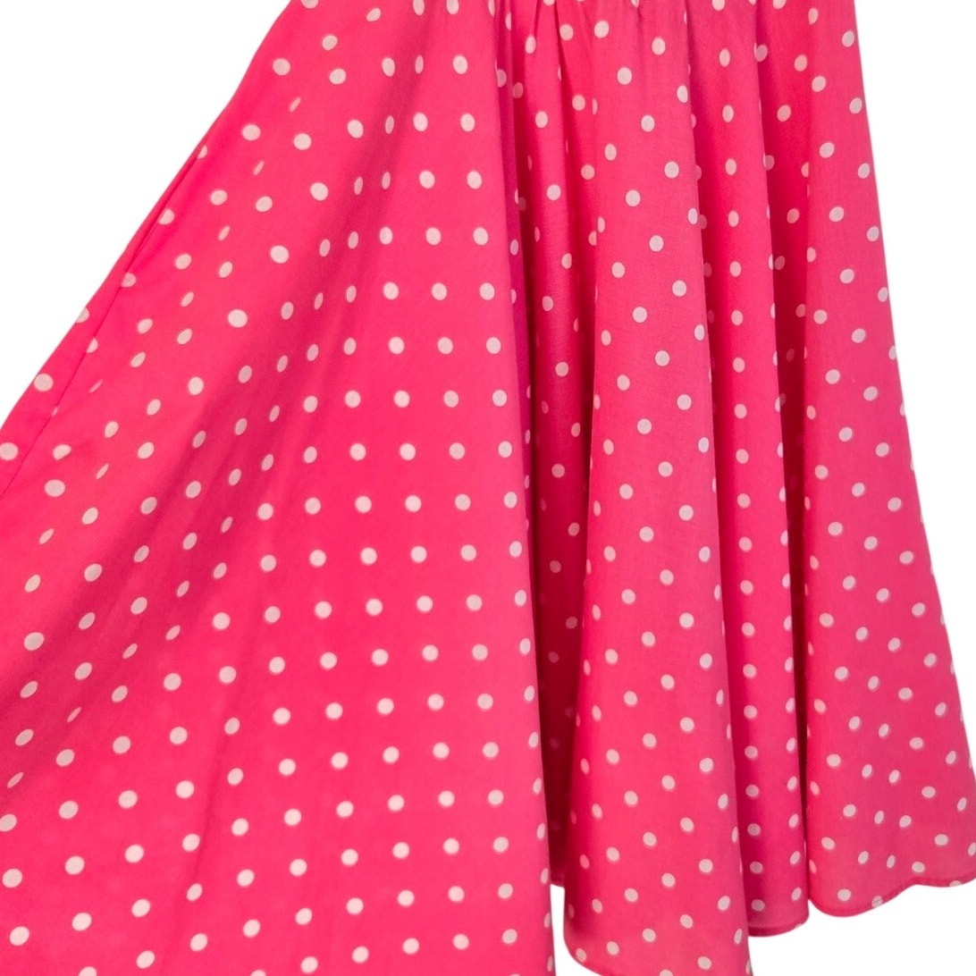 80s Vintage Rockability Pinup Barbie Pink Polka Dot Sleeveless Wrap Dress 10