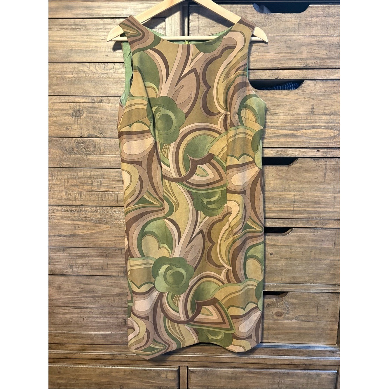 Vintage Jessica Howard Faux Suede Mod Shift Dress Petite 12 Groovy 70s Abstract