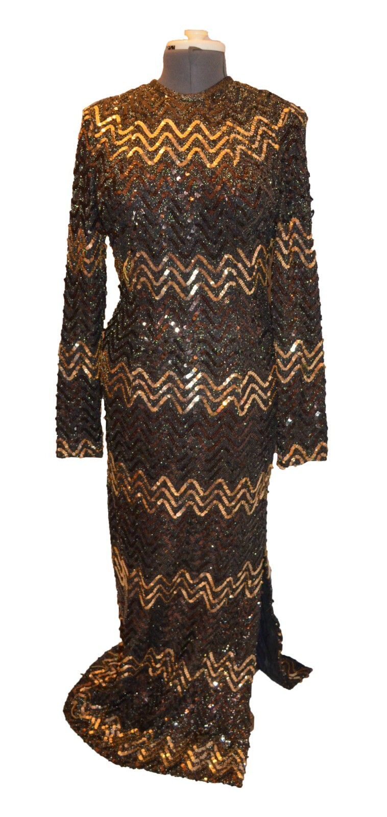 Union Made Vintage 70s 80s Brown Bronze Sequin Sparkle Party Disco Dress sz L
