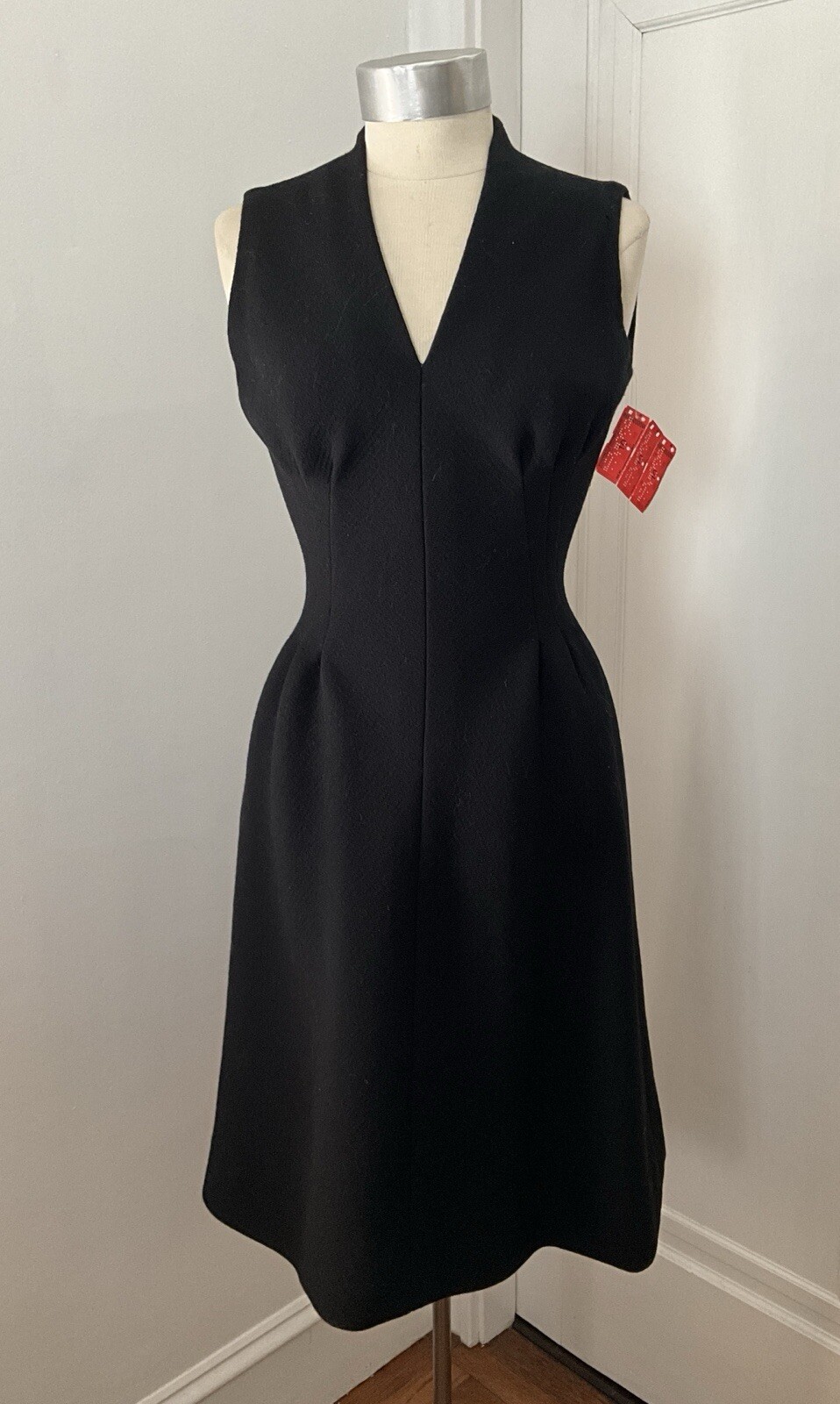 Vintage 1960’s Pauline Trigete Curvy Black Wool Dress Deadstock NWT