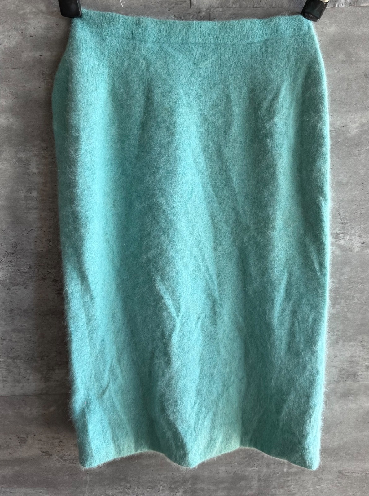 Vintage Angelon by Darlene Blue French Angora Rabbit Fur & Wool Skirt Sz 12 USA