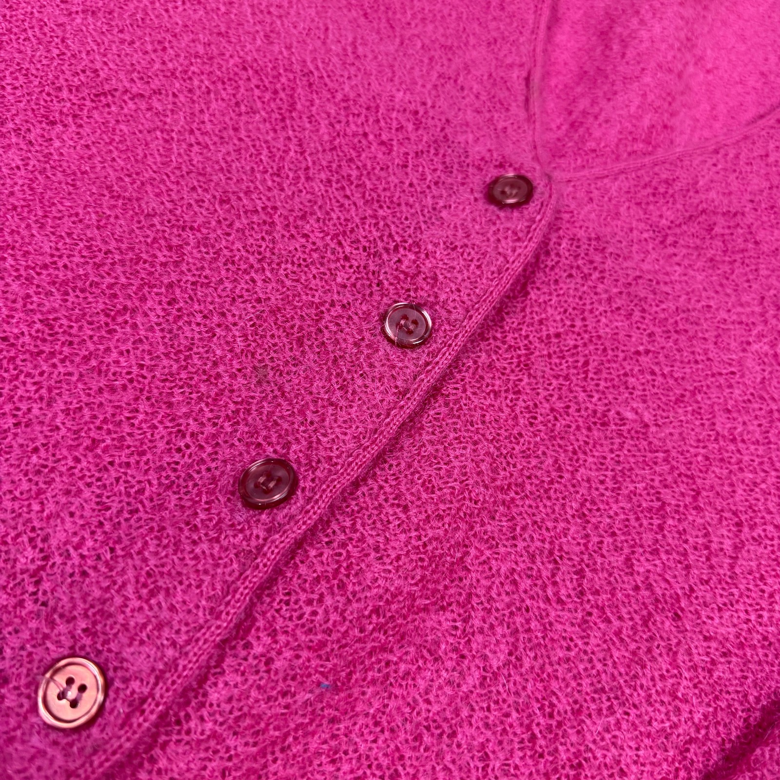 Vintage 60s Mohair Cardigan Sweater Hot Pink Medium Grunge Pin Up