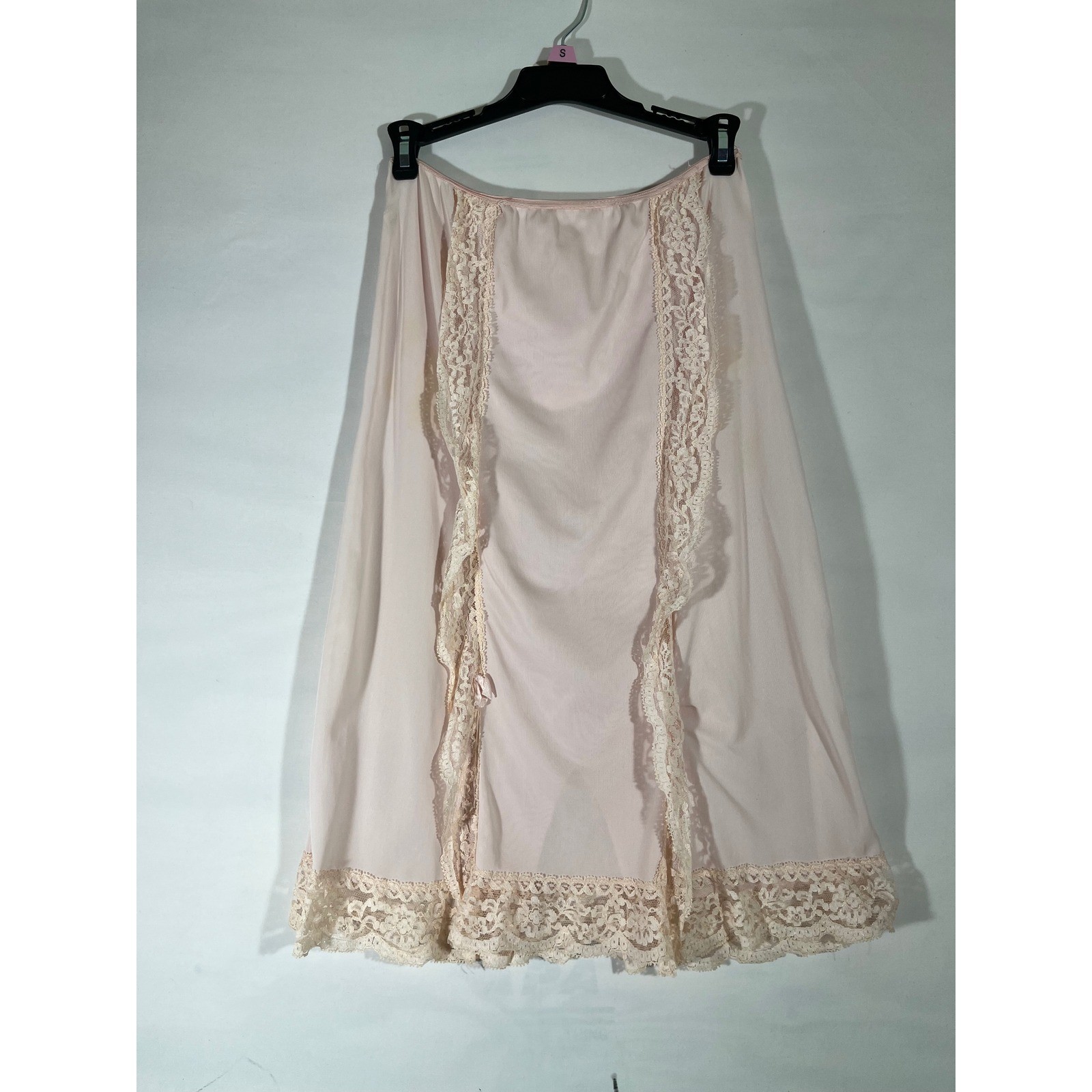 VTG Lace Trim Half Slip Women S Pink Midi Skirt Lingerie Feminine Sexy Soft Girl