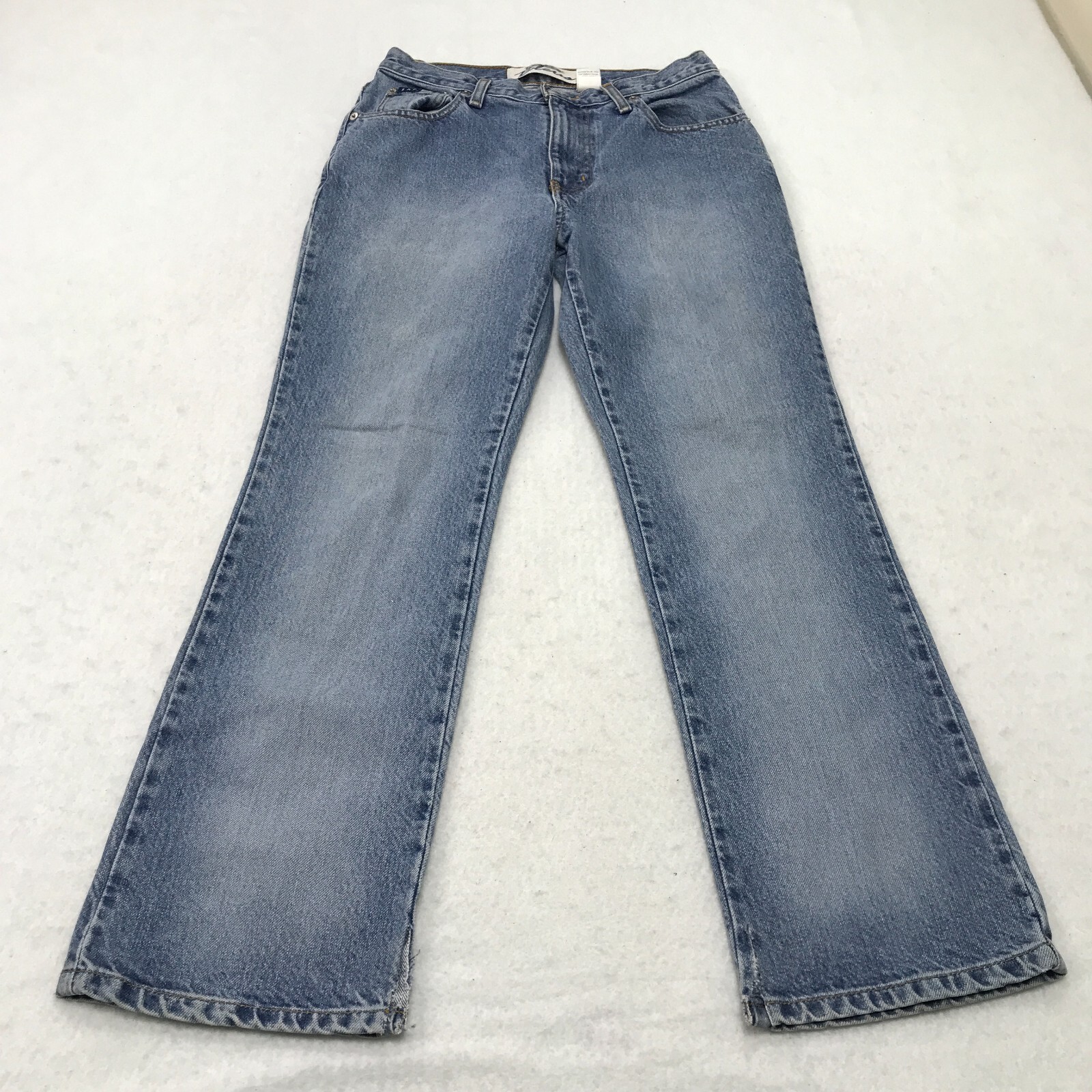 Vintage Y2K Jeans Juniors 7 / 8 Short Bootcut Express Bleus Distressed Cut Slits