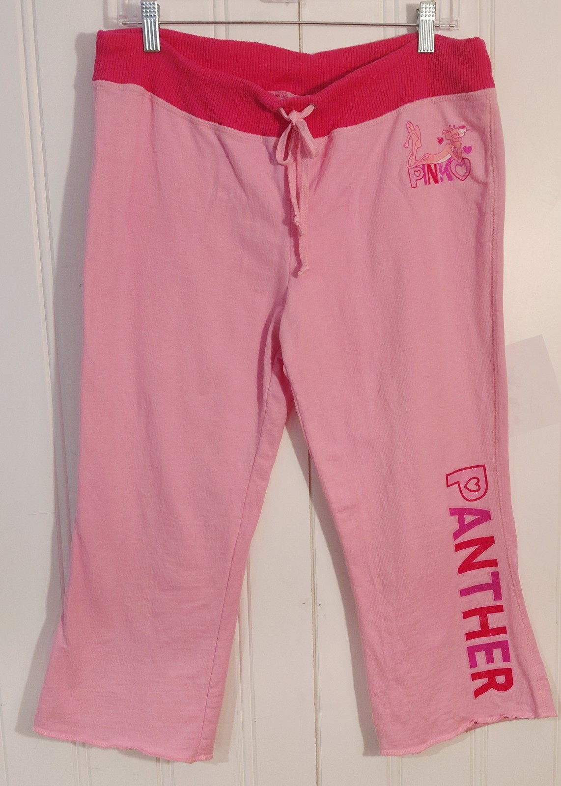 Vintage Y2K Pink Panther Size: XL Pink Draw String Cotton Capri Lounge Pants