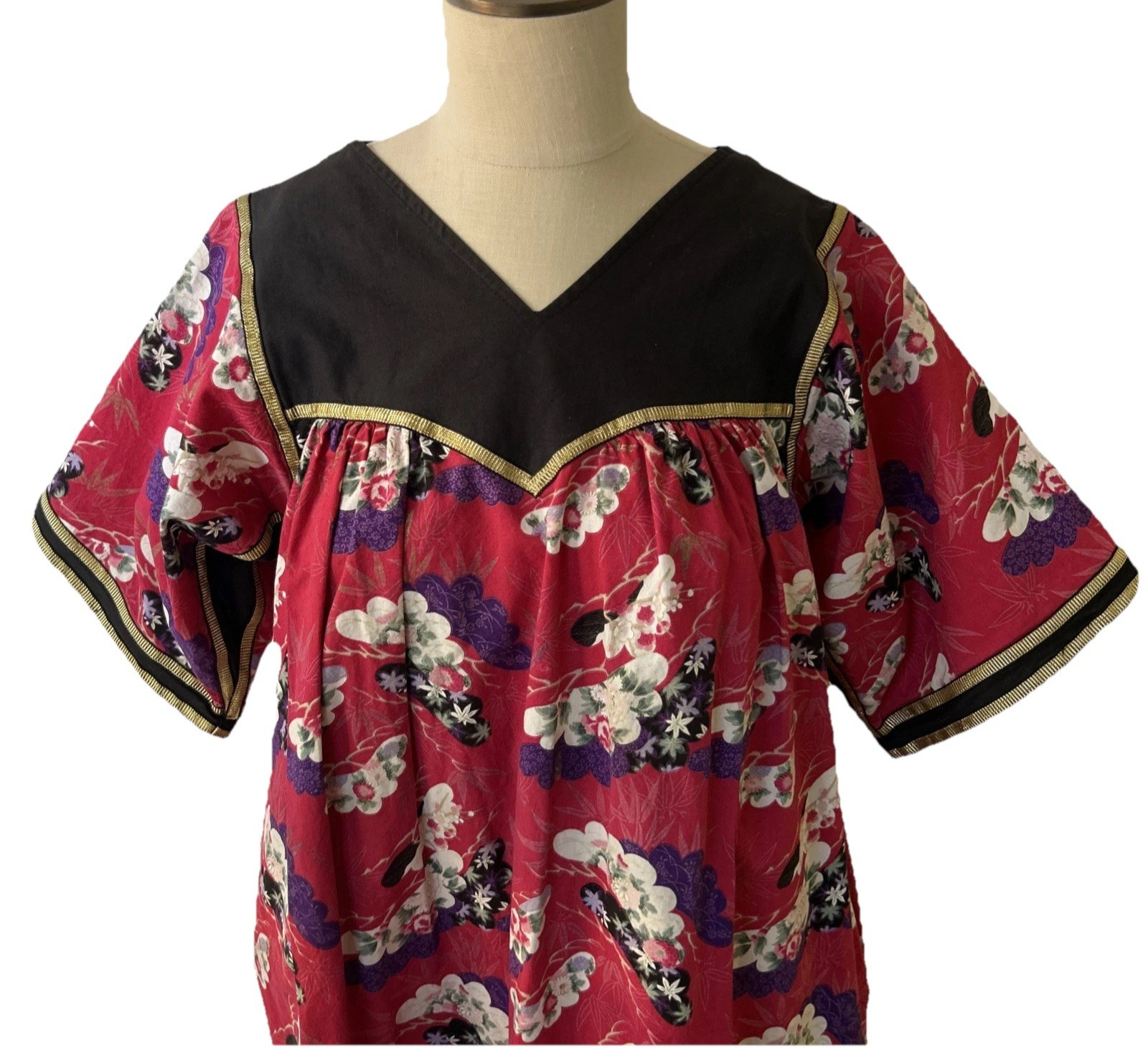 Vintage Krist Gudnason Muumuu House Dress Kaftan Floral Cotton 60s 70s