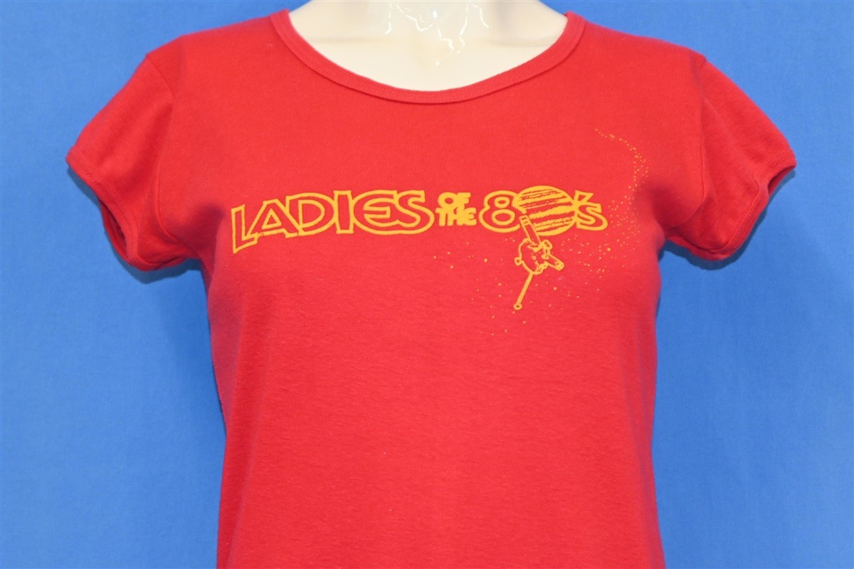 vintage 80s LADIES OF THE EIGHTIES LOGO PLANET RED YELLOW t-shirt WOMEN’S SMALL