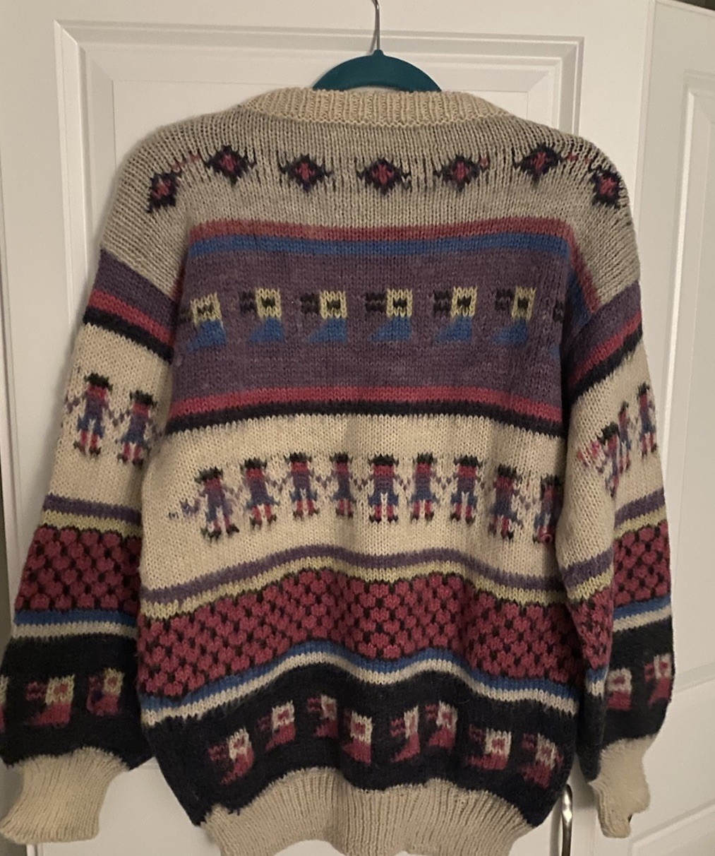 VTG Peruvian Alpaca Folk Hand Knitted Sweater Llama Peru Large Adult Unisex