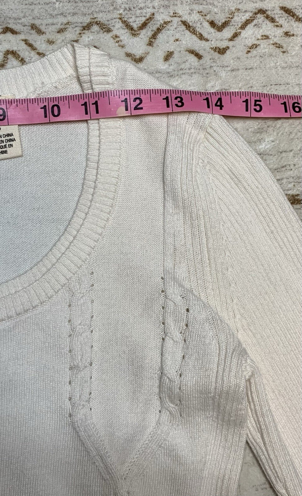 Vintage 2002 DKNY Jeans Y2K Cream Cable Knit Empire Waist Cardigan – Size Petite