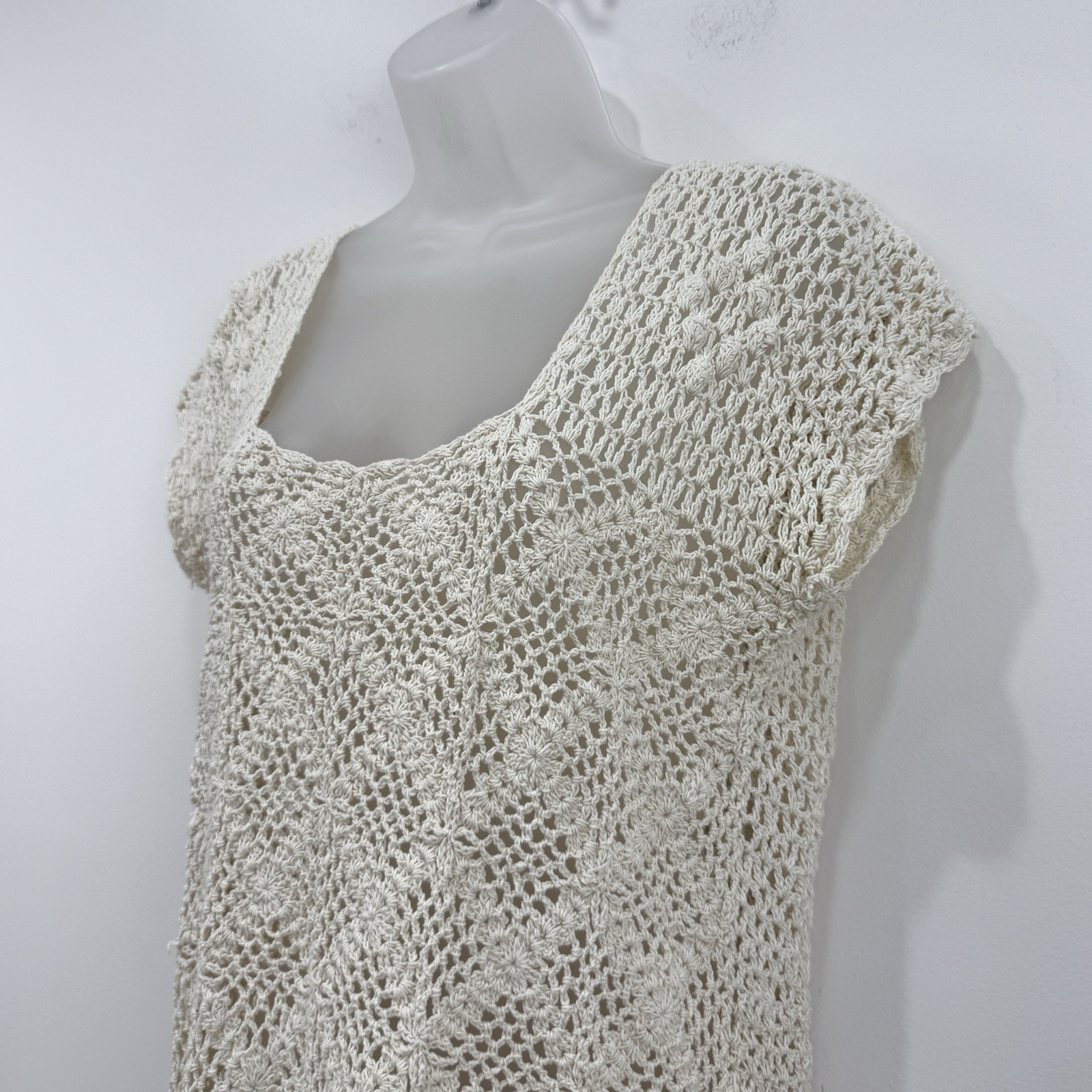 VTG 70s South Pacific Apparel Crochet Top M Boho Cottagecore Renaissance