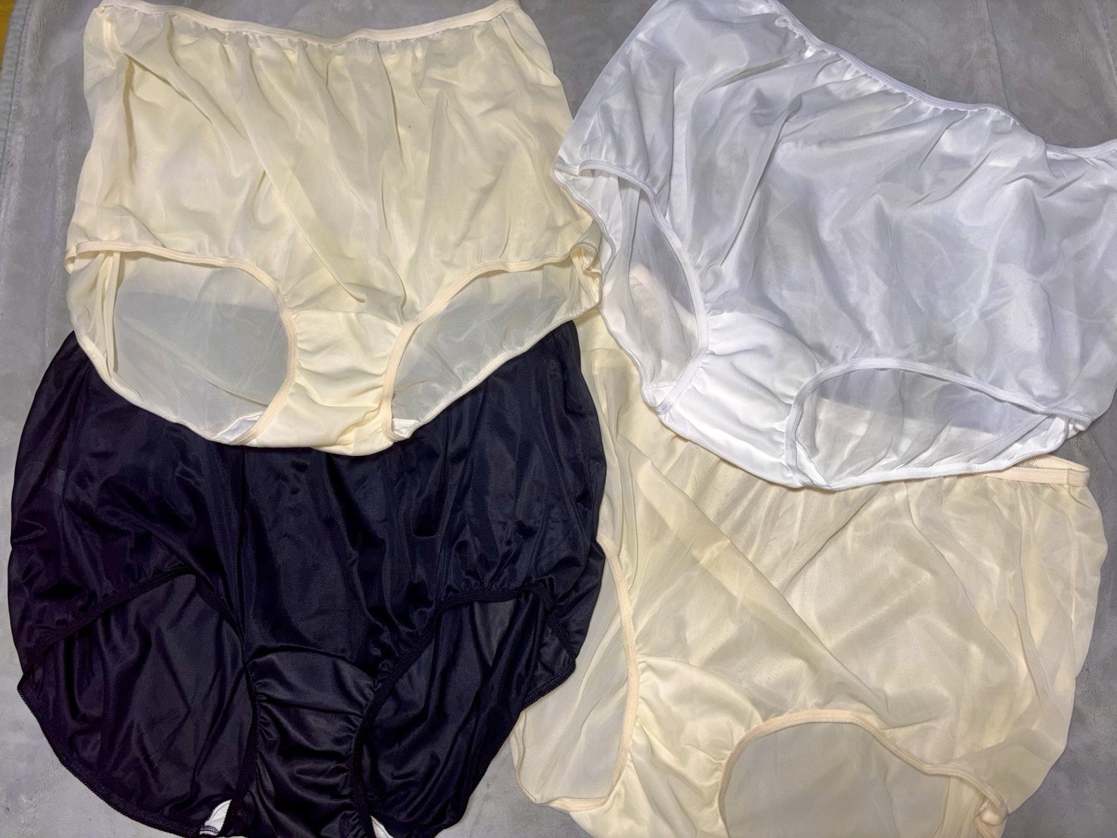 Vtg Lot 4 Pair Nylon Briefs Granny Panties Serenada Bubble Knickers Sz 15 Plus