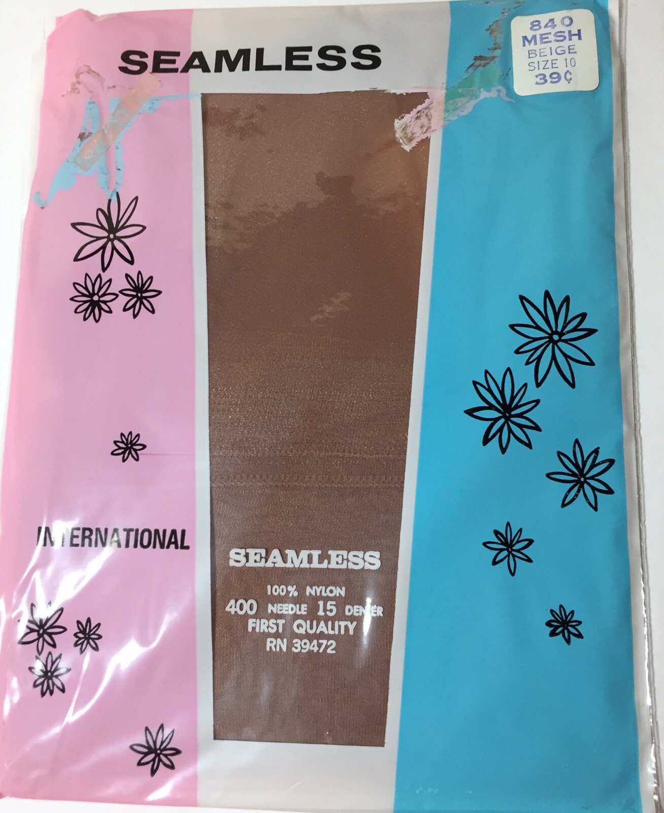 2 Pairs Vintage 1960s PIN-UP NYLON STOCKINGS INTERNATIONAL SHEER BEIGE 15 DENIER