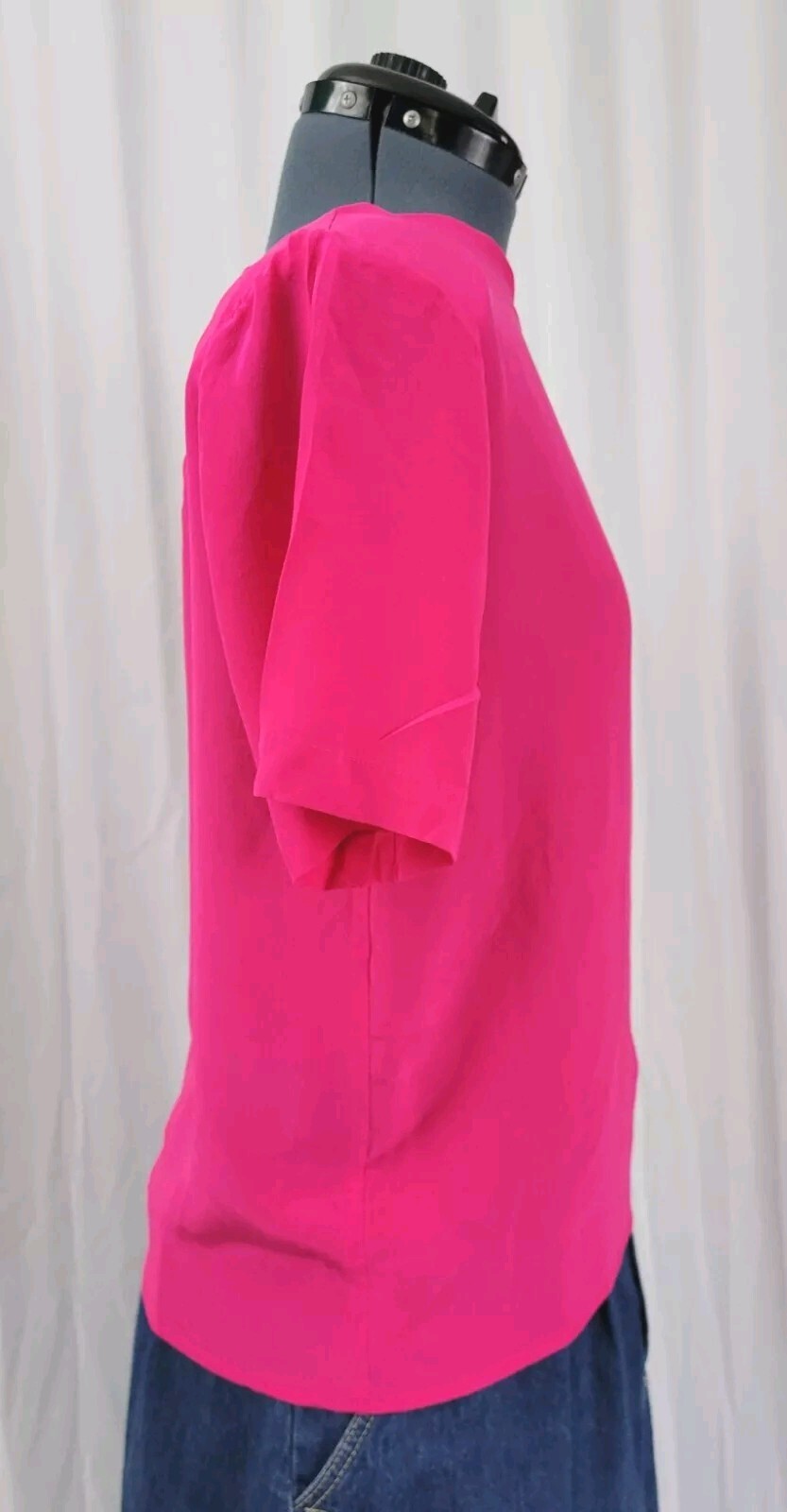 Vintage Christie & Jill Hot Pink Short Sleeve Blouse 100% Silk Size Small