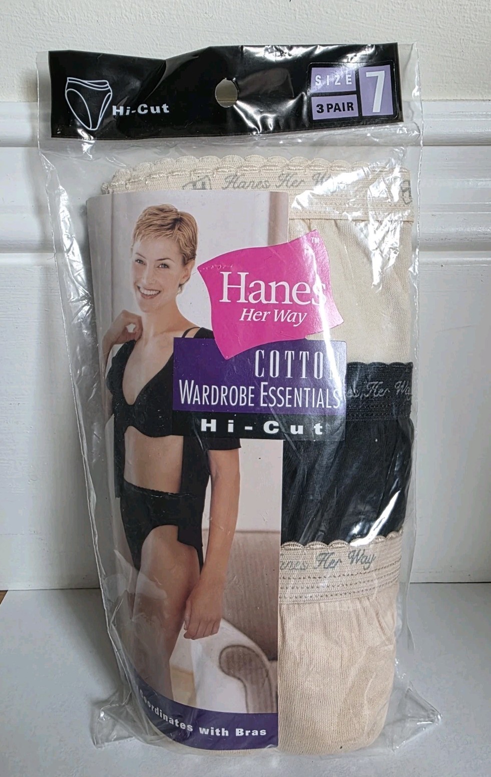 Vintage 1999 Hanes Her Way Sz 7 Women’s Cotton Briefs Wardrobe Essentials Hi-Cut