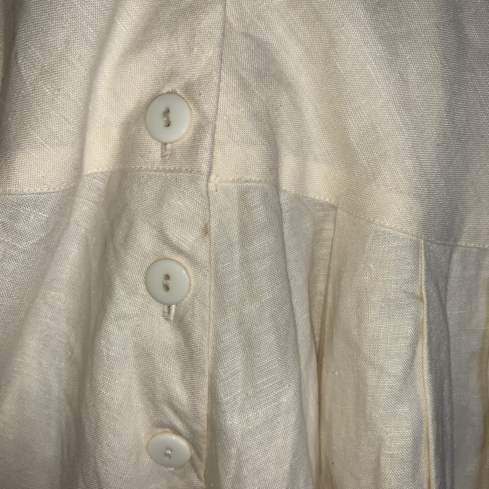 Vintage Ann Tjian For Kenar Dress 12 Cream Linen Dress