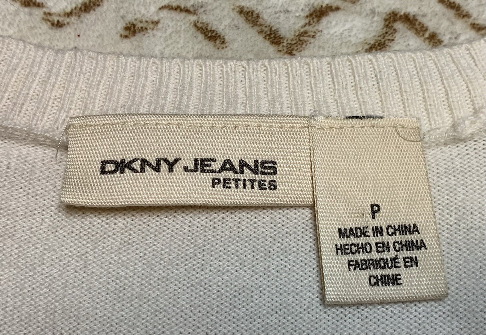 Vintage 2002 DKNY Jeans Y2K Cream Cable Knit Empire Waist Cardigan – Size Petite
