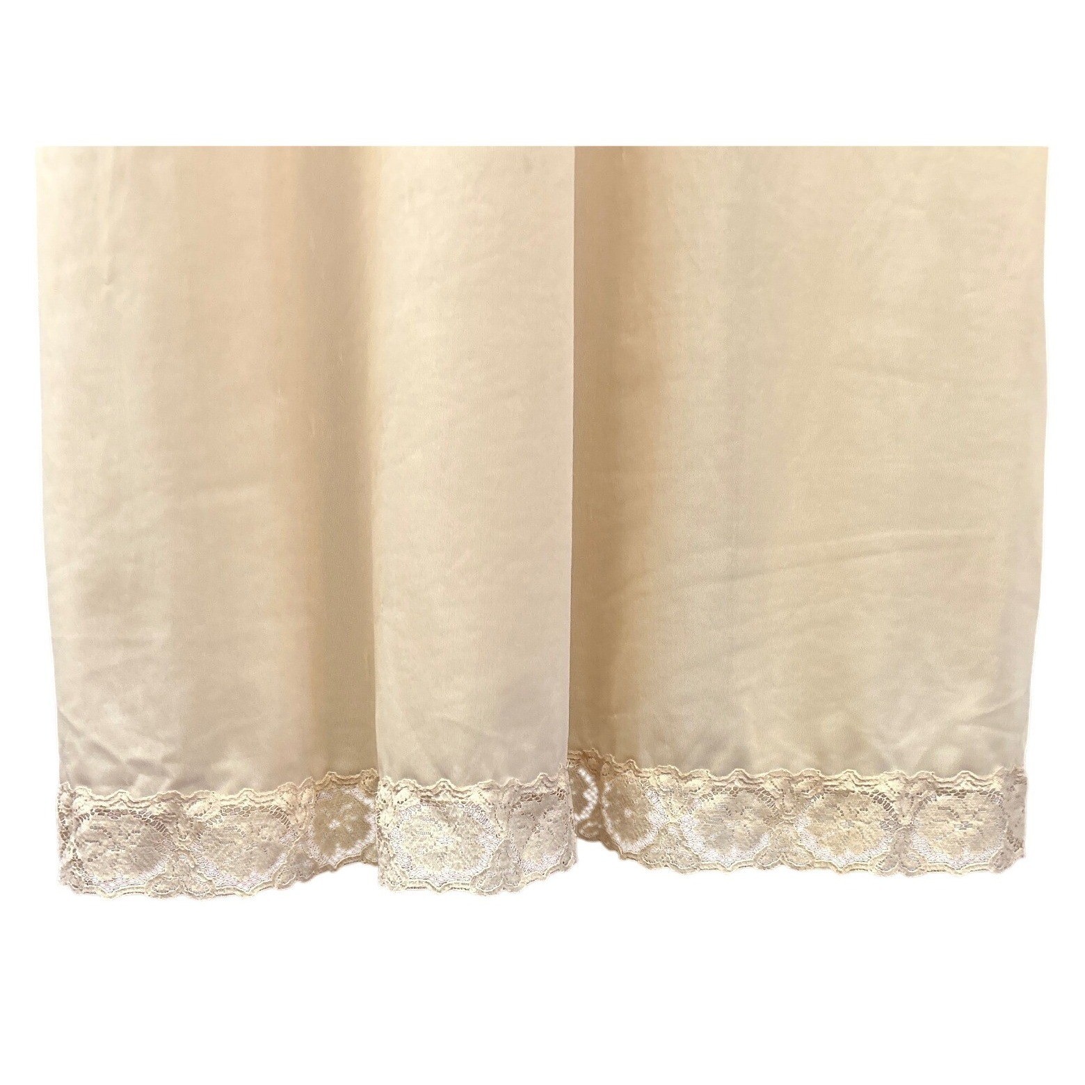70s Vanity Fair Full Slip Dress Cream Lace Trim Coquette Regencycore Romantic