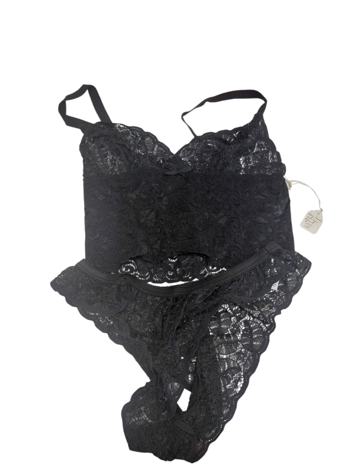 Vintage Lady Cameo 2 Piece Black Lingerie Size One Size Fits All