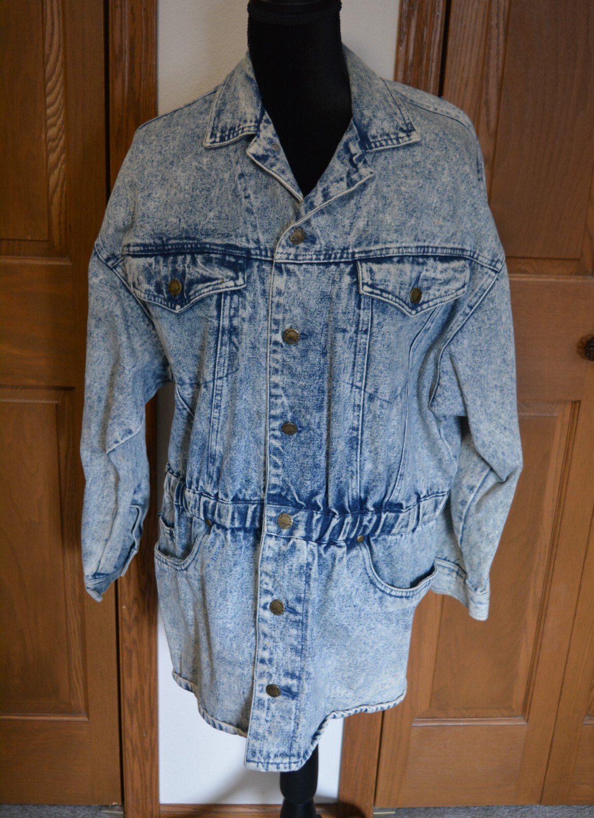 VTG 1980s Women’s Acid Washed Denim Jacket M WEATHERED BLUES