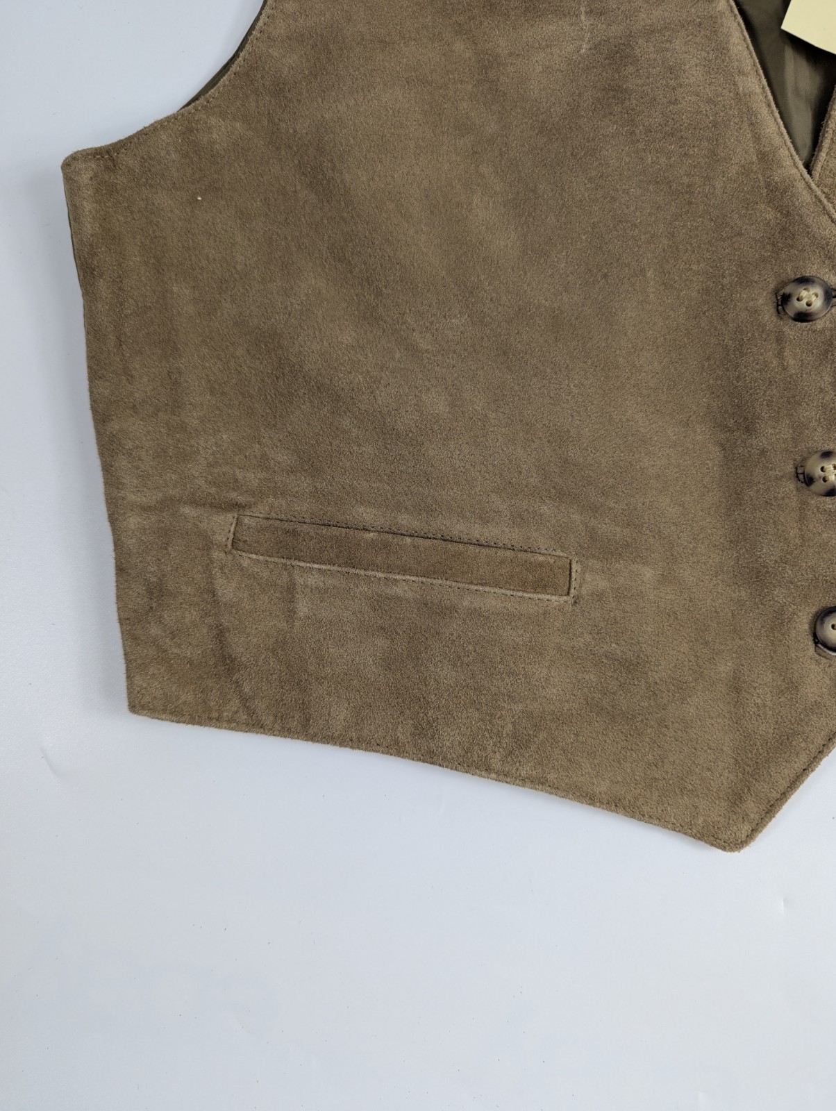 VTG 90s Authentic Tradition Brown Leather Vest NWT Western Festival Moto Cowboy