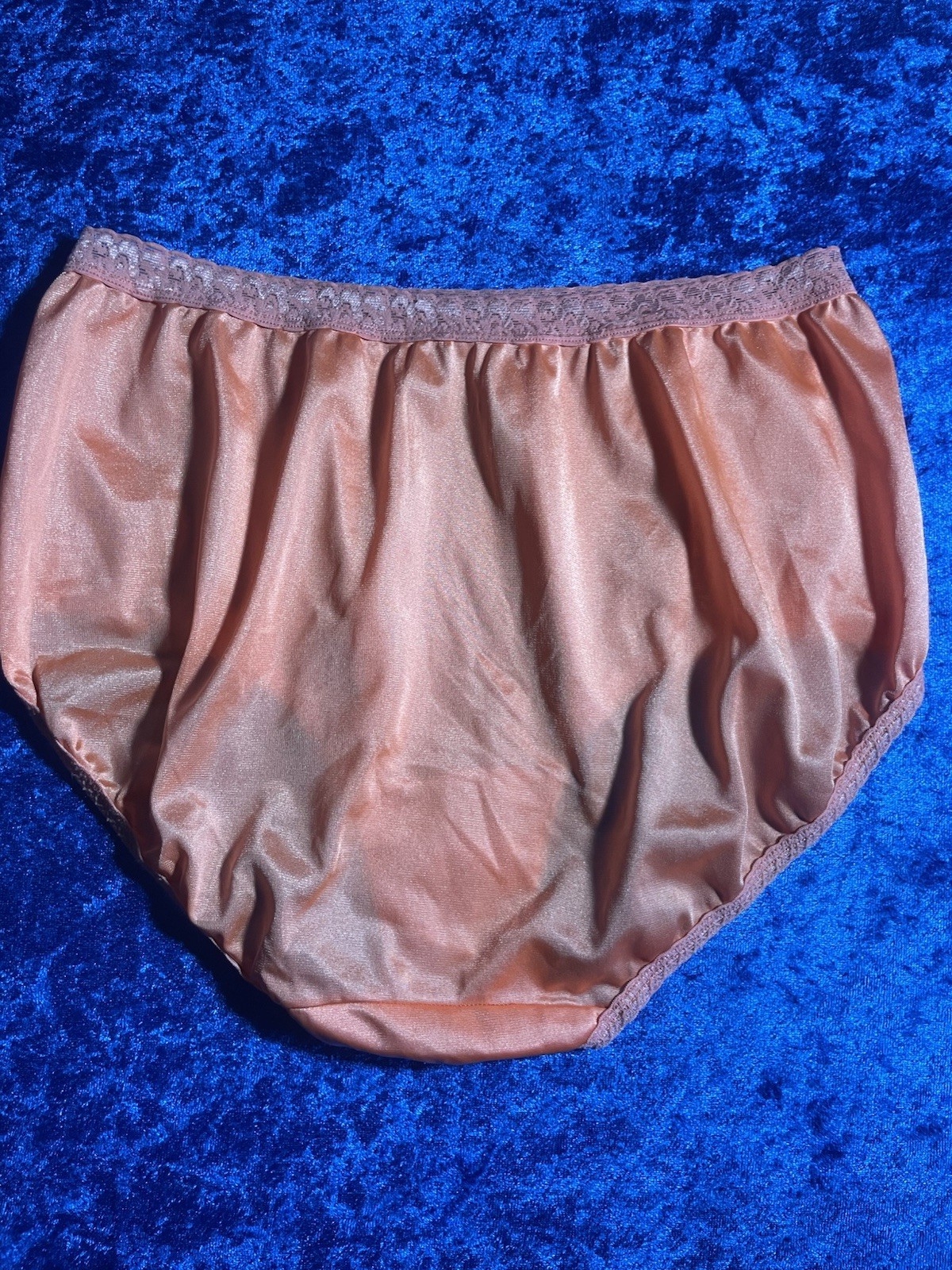 Vintage Shiny Nylon Panties Peachy Orange Brief Panty Size Large No Tag