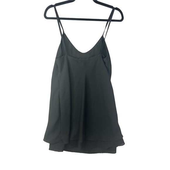 Natori Black Silk Camisole with Delicate Lace Trim