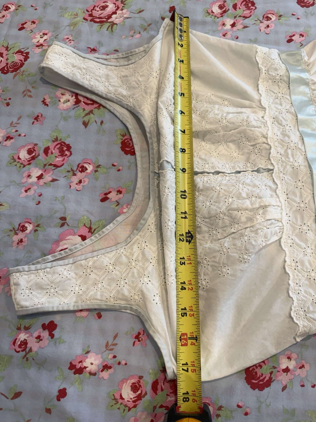 Vintage 50s 60s Shadowline Cotton Nightgown Slip Eyelet Ribbon Size 36 Cottage