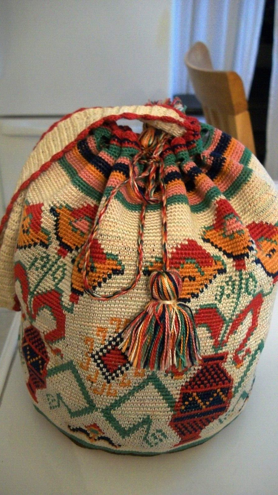 VINTAGE 30’S ? ETHNIC EASTERN EUROPE ? HUNGARY ? TINY STITCH DRAWSTRING PURSE