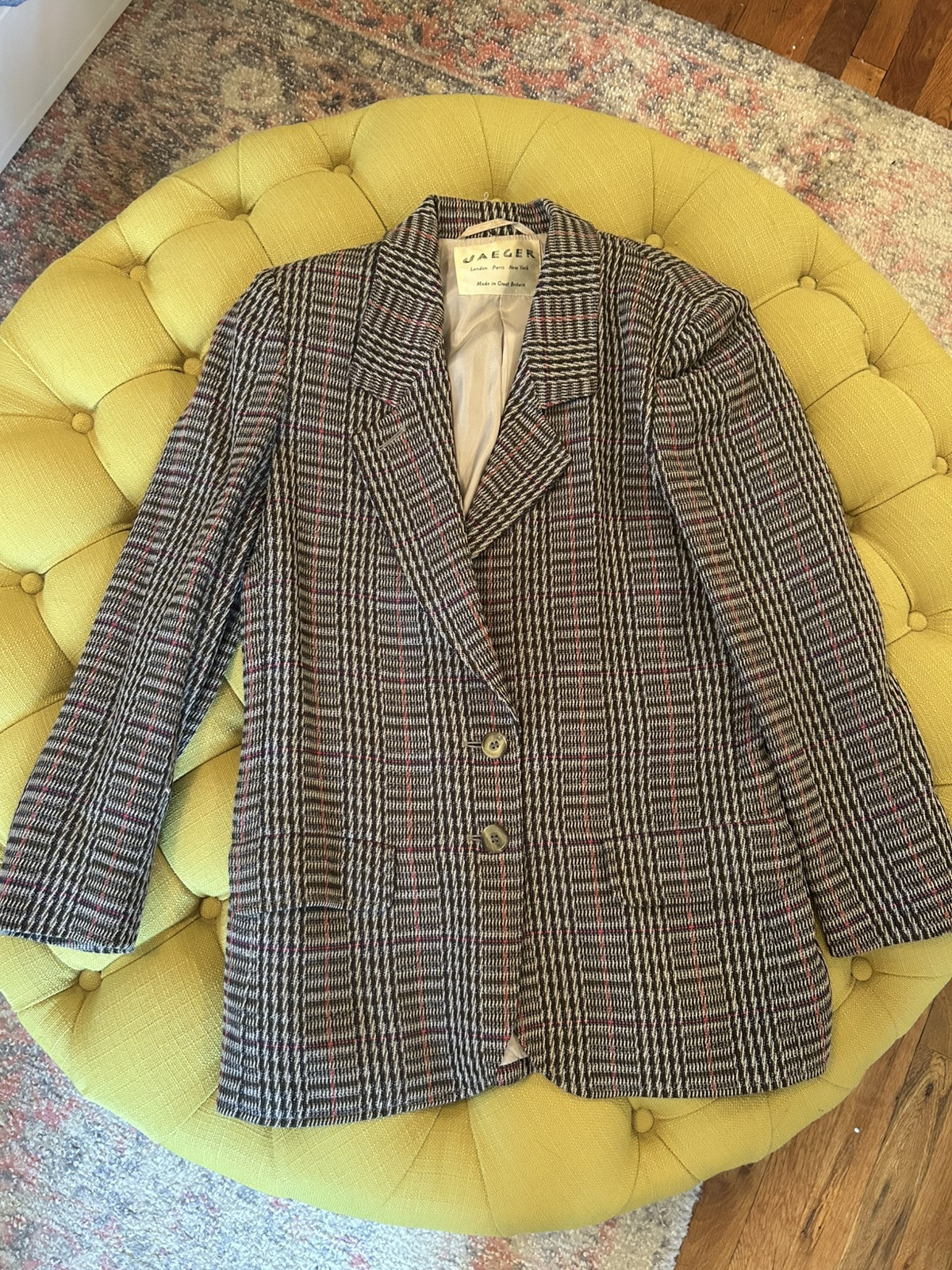 Vintage Jaeger Blazer Coat Ladies 100% Wool Great Britain Brown Red Size 8