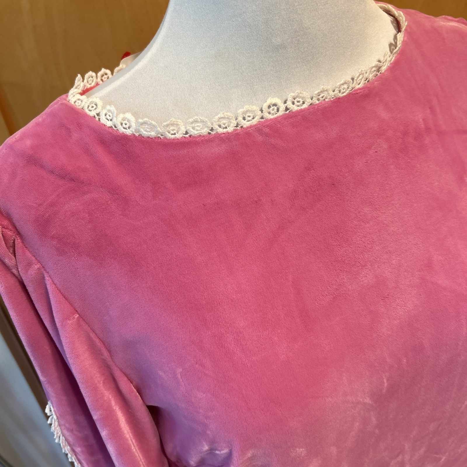 Vintage 1960s pink velvet Shift dress Slit Sleeves