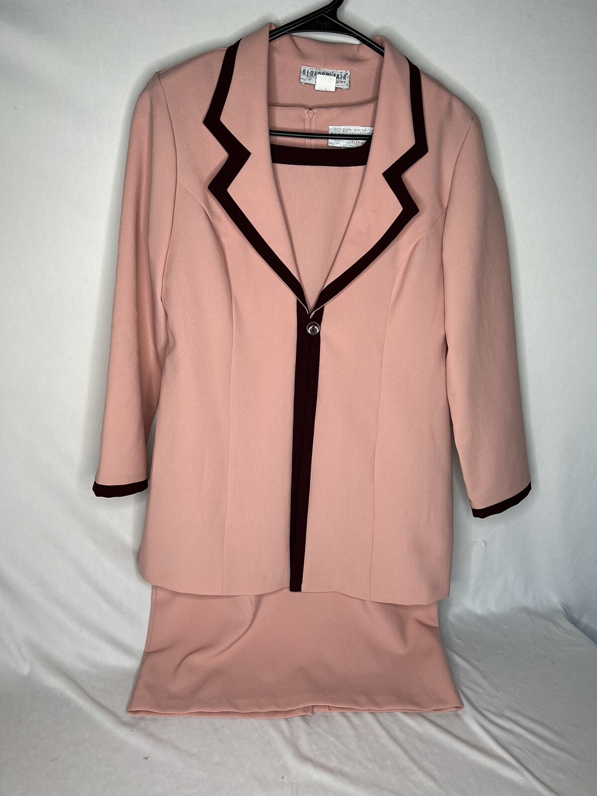 Vintage 90’s Bedford Fair Pink And Maroon Dress With Jacket Women’s Size 10P