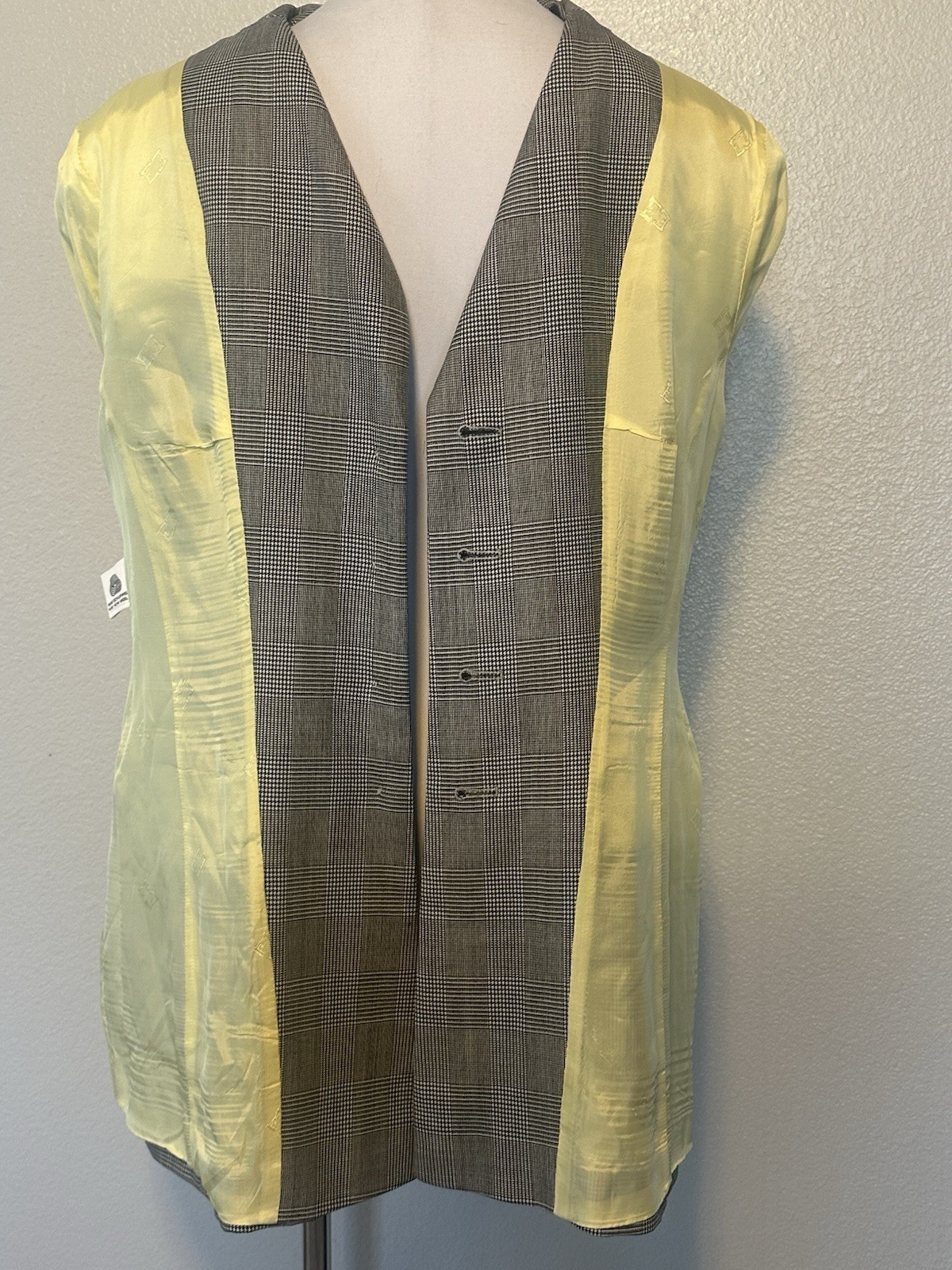 VTG ESCADA Margaretha Ley SZ.42 L Black Houndstooth Silver Button Jacket Blazer