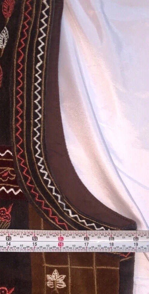 Vtg Boho Style Vest Embroidered Patchwork Velvet Nature Fall Autumn Leaf