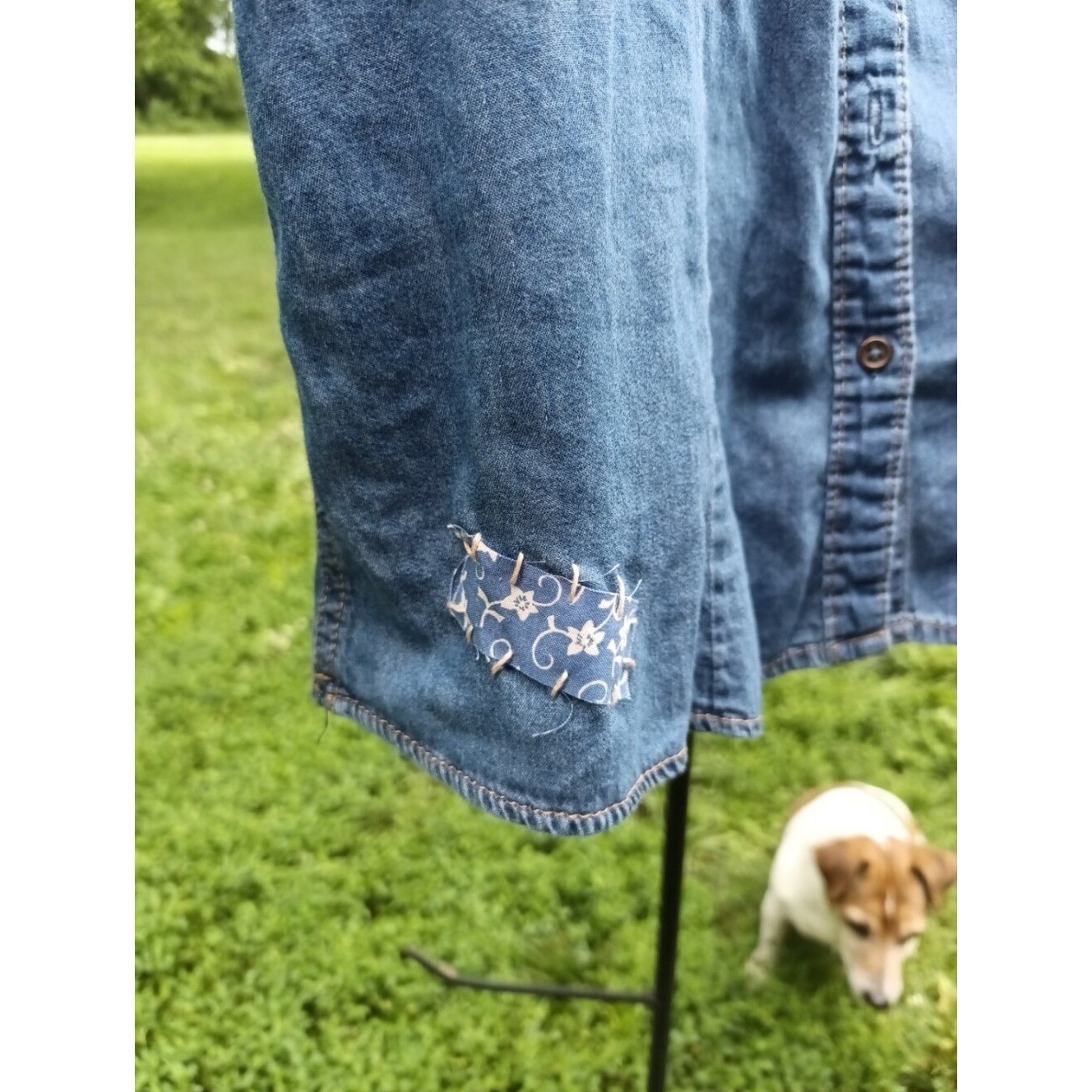 One Of A Kind Donkey Shirt Womens Size Large Western Farmhouse Upcycled Denim