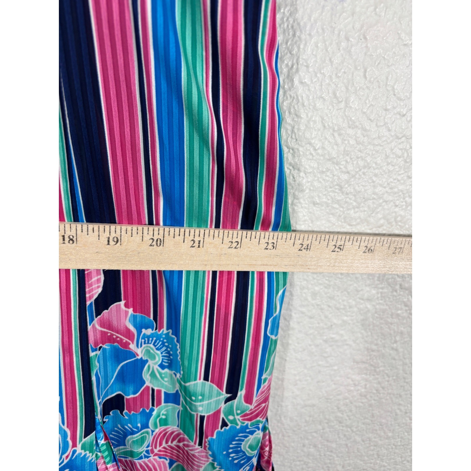 Mayeelok Maxi Dress Womens Large Multicolor Vintage Boho Sheer Stripe Floral