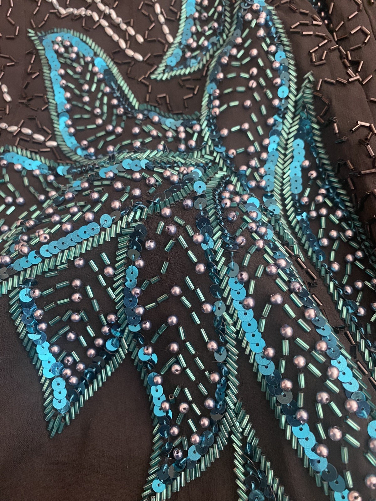 NWT Vintage 1980S Alyce Designs Black Beaded & Sequin Dress size 10