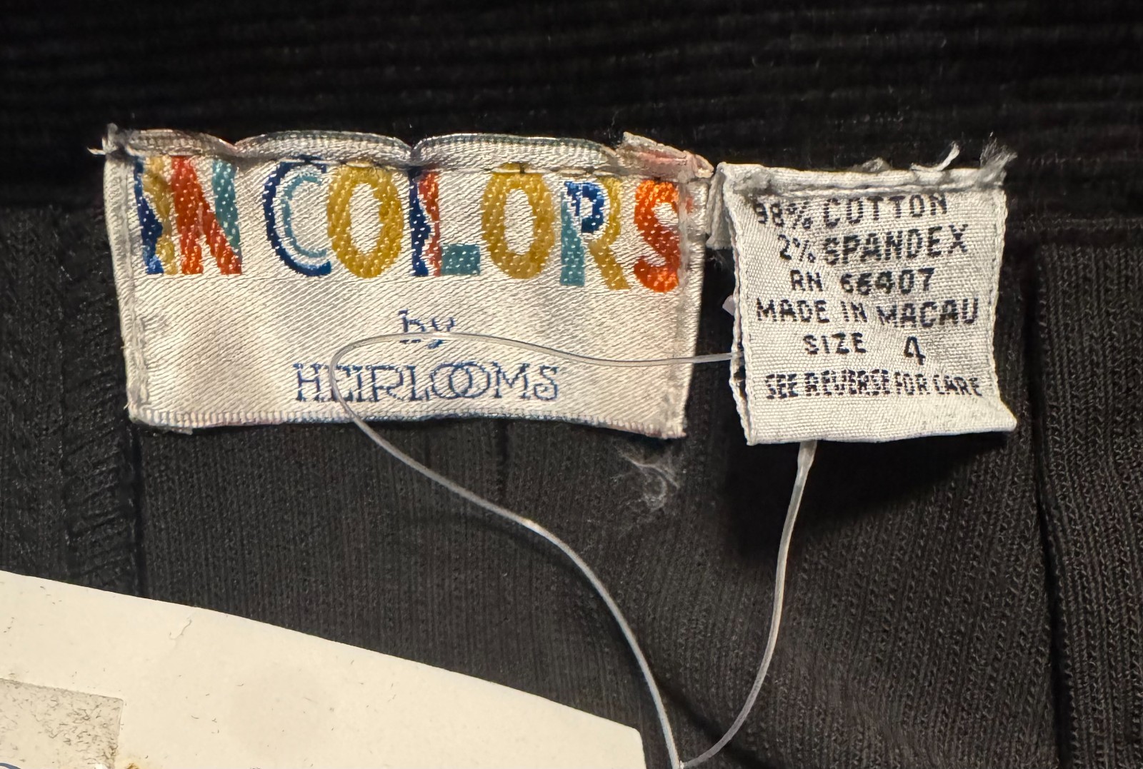 Vintage 90s In Colors by Heirlooms Black Stirrup Pants Women Cotton Spandex
