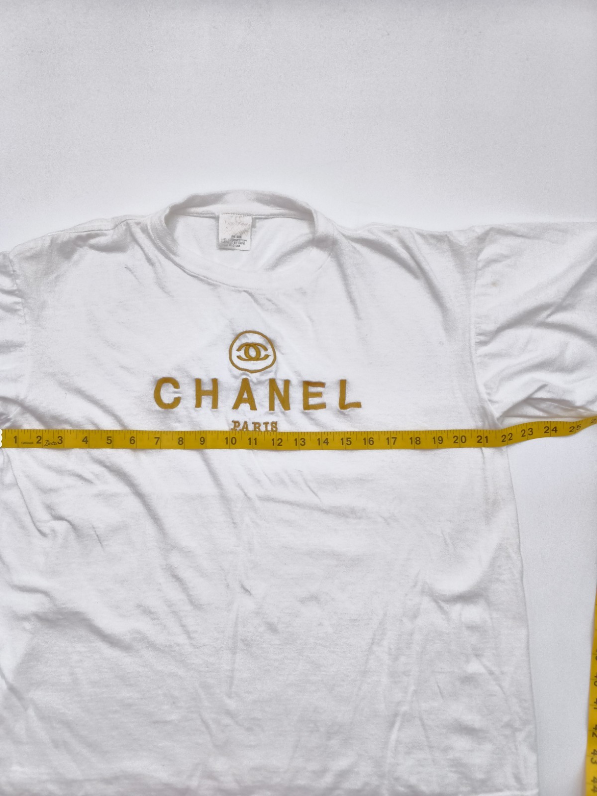 Vintage 90’s Embroidered “Chanel Paris” Lettering & Logo Tshirt By Nice Days