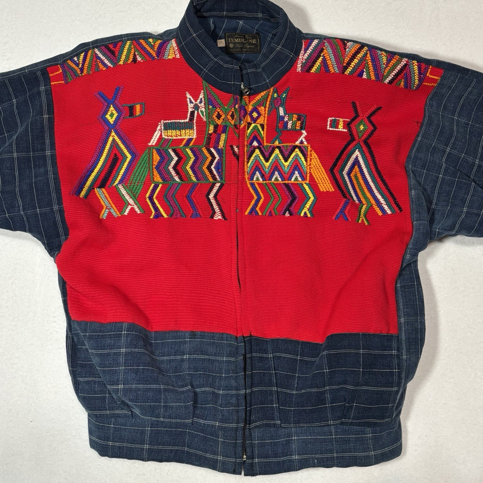Guatemalan IXMUCANE Native Jacket Embroidered Folk Art Handmade Size M