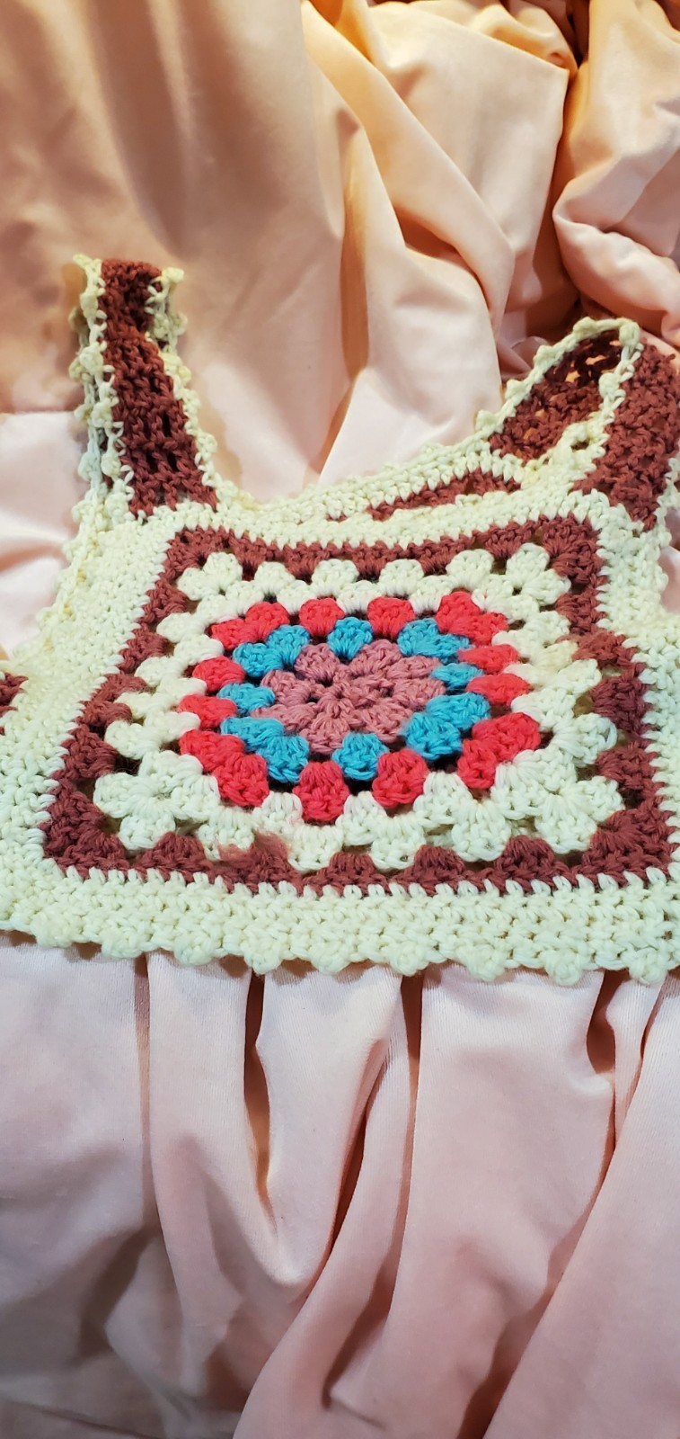 Vintage Crochet Ganny Square Handmade Vest/Top Festival Cottage Core SZ S
