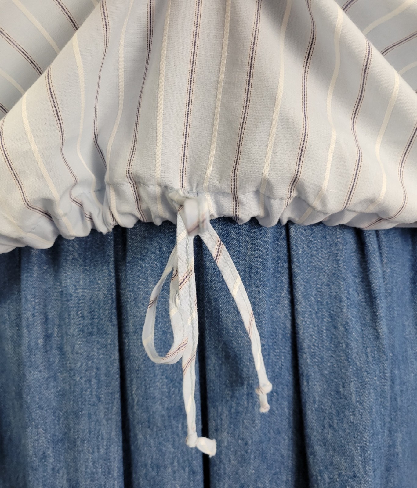 Vintage Miss Fashionality Blue/Black/White Striped Top w White Collar Size 17/18
